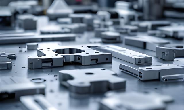Piezas de aluminio especiales con cortes, doblados y uniones sobre una mesa de control dimensional en un taller de fabricación